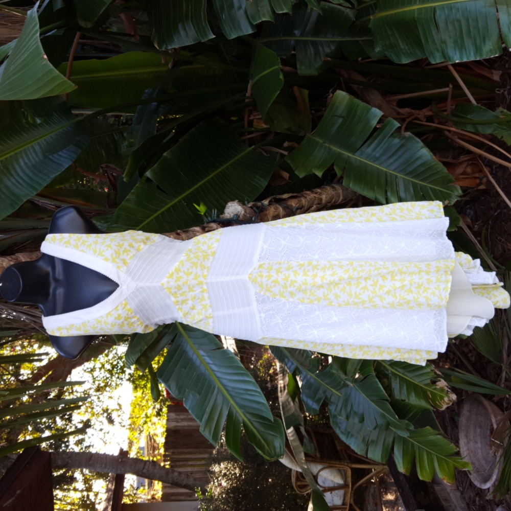 Eyelet and chiffon assymetric  tea dress by lignite’s